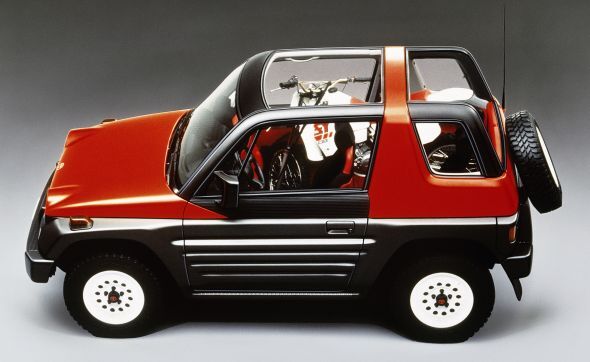 This is what the RAV4 concept looked like. Notice the motorcycle inside?