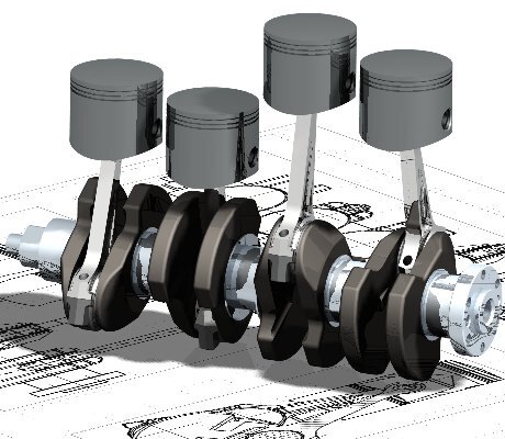 The cross-plane-crank design fires cylinders independently.  Image courtesy of Wikipedia.
