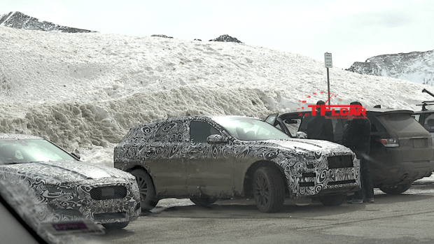 2017 Jaguar F-pace prototype spied testing at high elevation of the rocky mountains