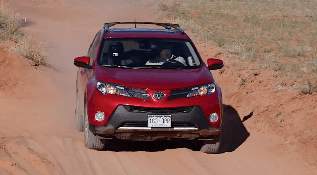 2015 toyota rav4 awd in the loose sand off-road of Moab, Utah