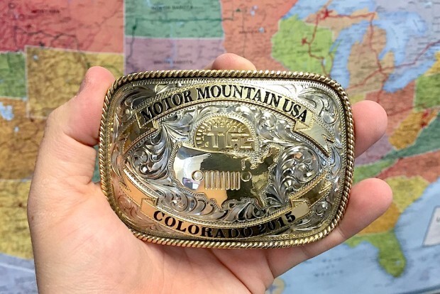 motor mountain usa epic road trip belt buckle