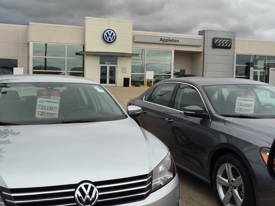 Unsold VWs sit in a dealer's lot in Appleton. Dieselgate