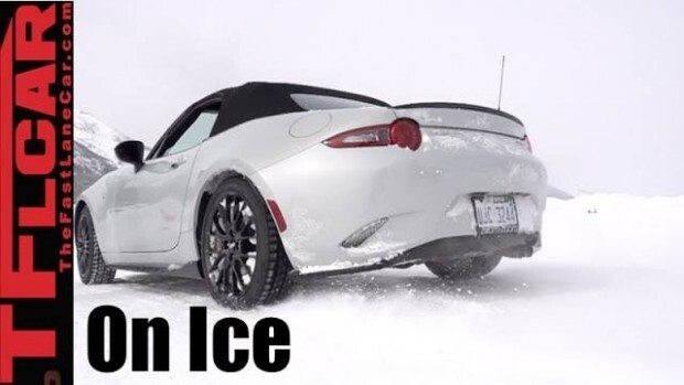 mazda mx-5 on ice and colorado snow