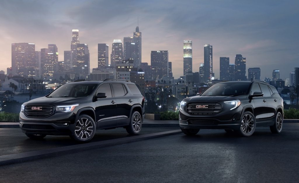 2019 gmc acadia and terrain black editions