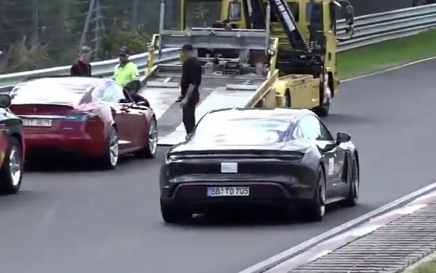 Ouch! Watch The Porsche Taycan Lap The Broken Down Tesla Model S On The Nürburgring
