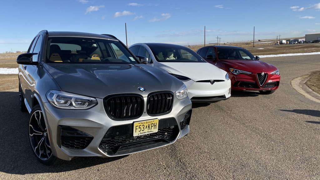 Drag Race Surprise! Alfa Romeo Stelvio vs. BMW X3 M Competition vs. Tesla's Slowest Family Hauler