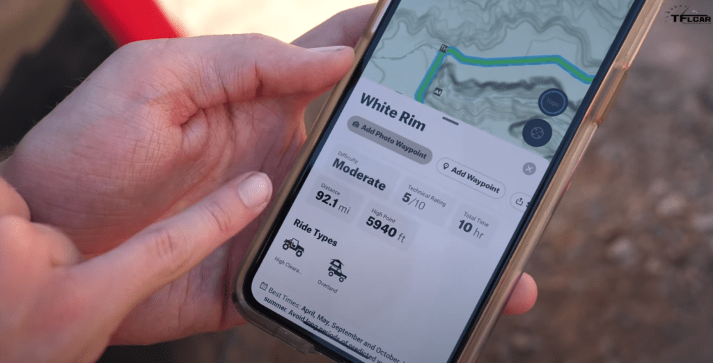 onx Offroad app data screen