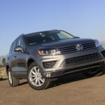 2015 vw touareg tdi diesel beauty shot near top of the mountain