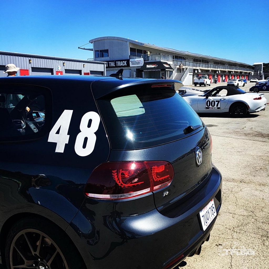 Mk6 VW Golf R test car preparing to enter Laguna Seca