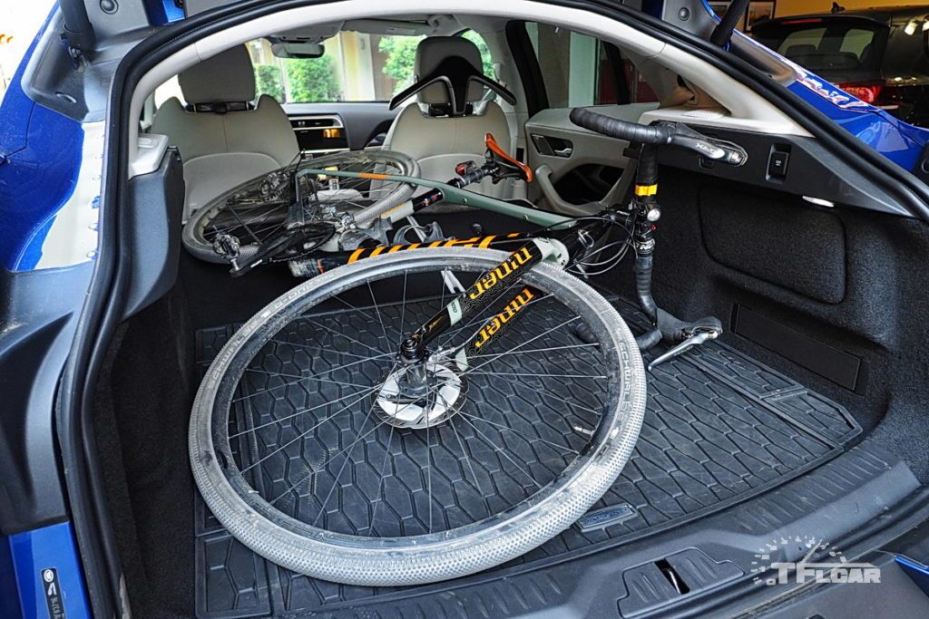 gravel bike loaded into 2020 Jaguar I-PACE