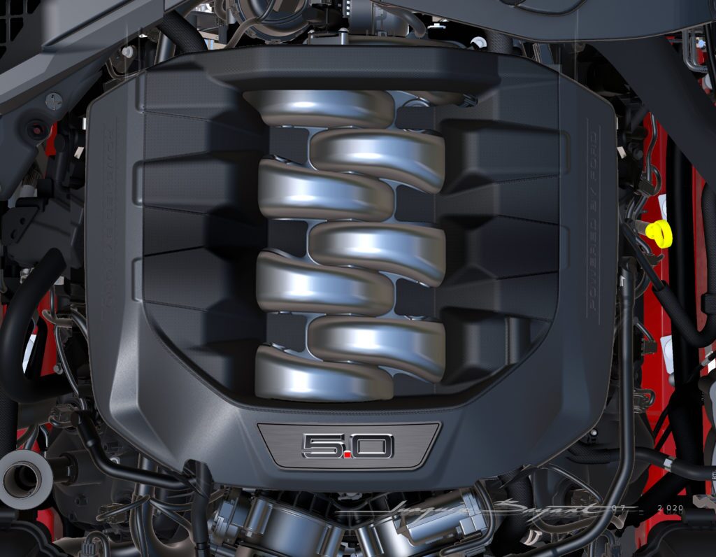 2024 Ford Mustang 5.0-liter Coyote V-8 rendering