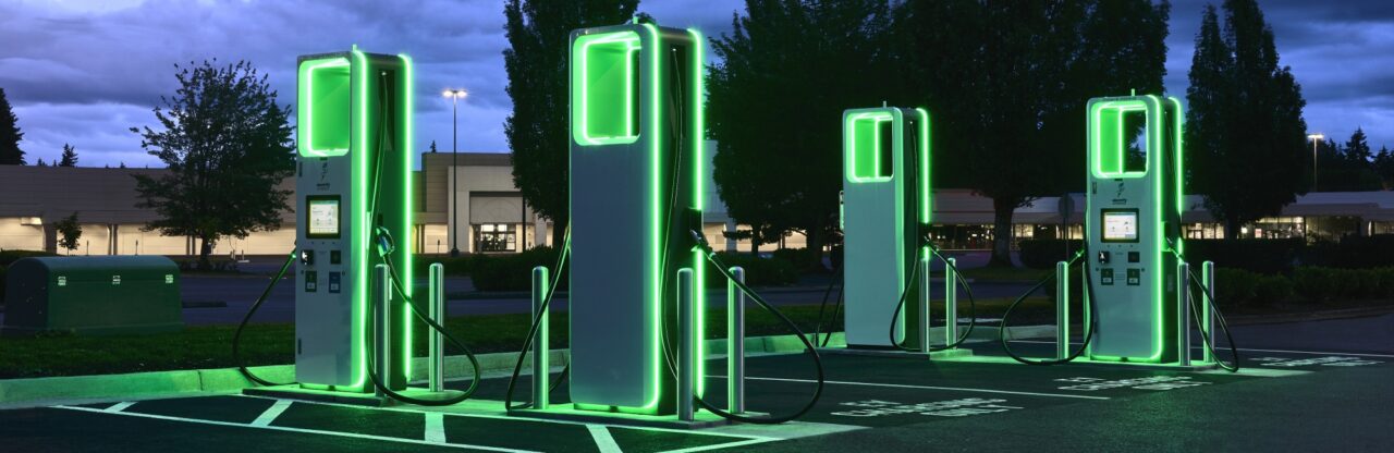 Electrify America charging station - night