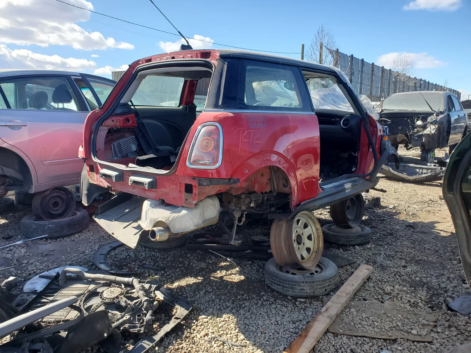 Mini in junkyard - salvage yard (featured)