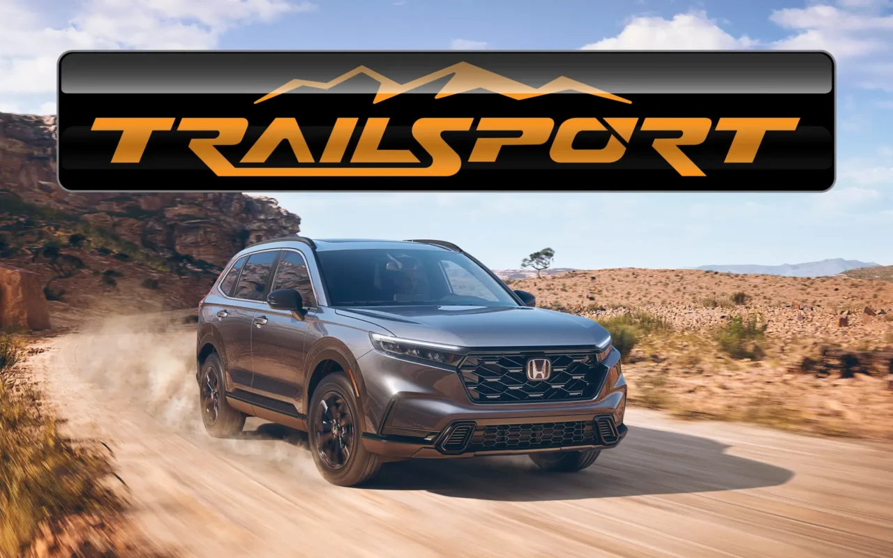 Honda CR-V TrailSport mockup (2023 CR-V Sport shown on dirt)