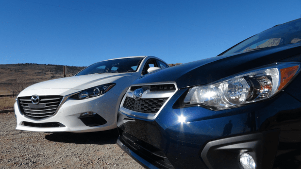 2014 mazda3 subaru impreza hatch 0-60 mph video review