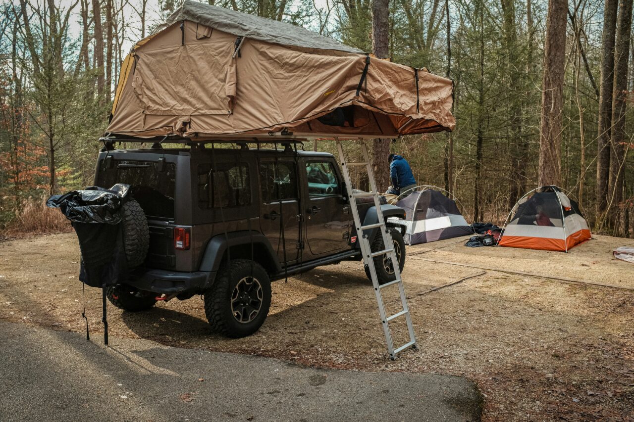 Off-road 4x4 camping with rooftop tent